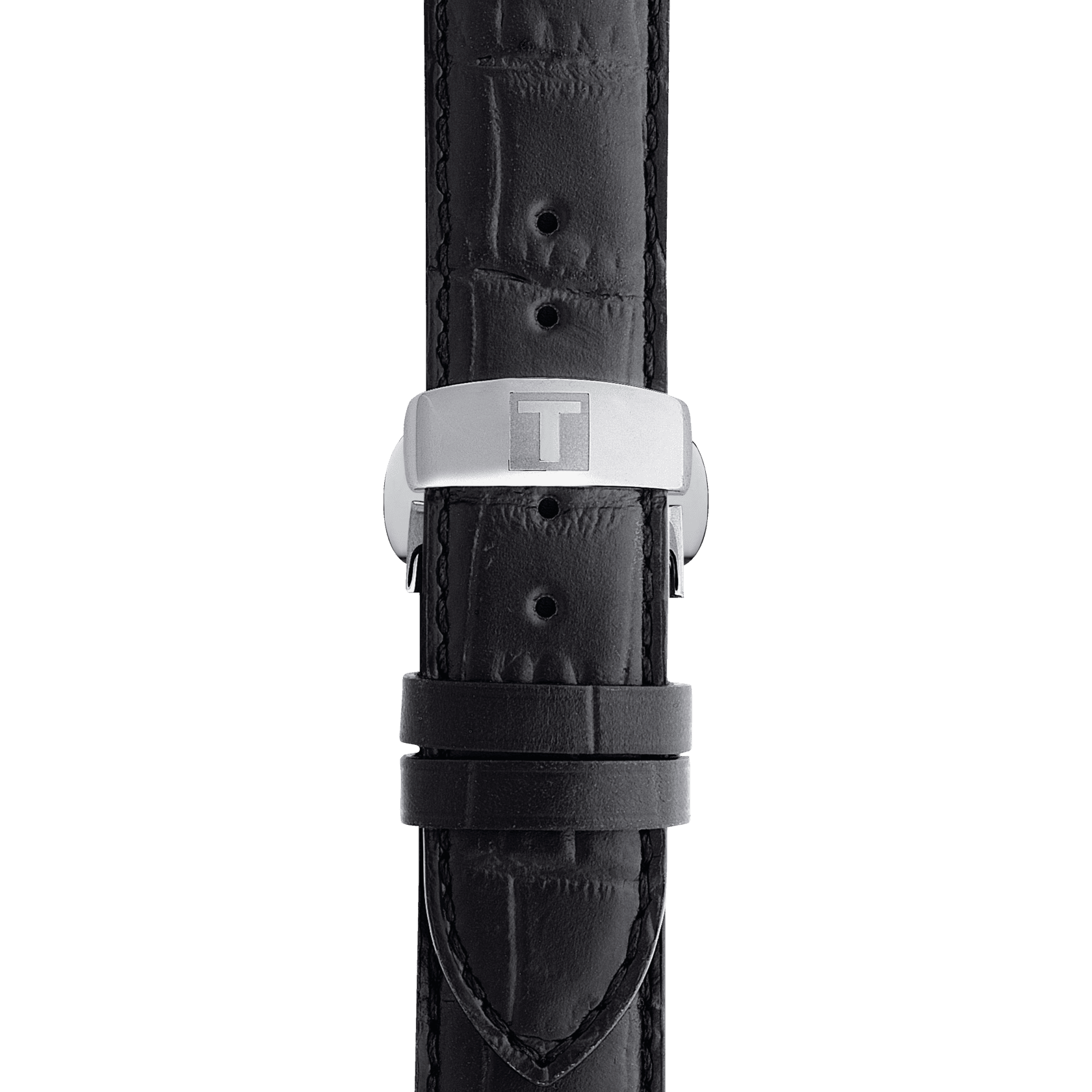天梭官方黑色皮革錶帶闊19毫米
